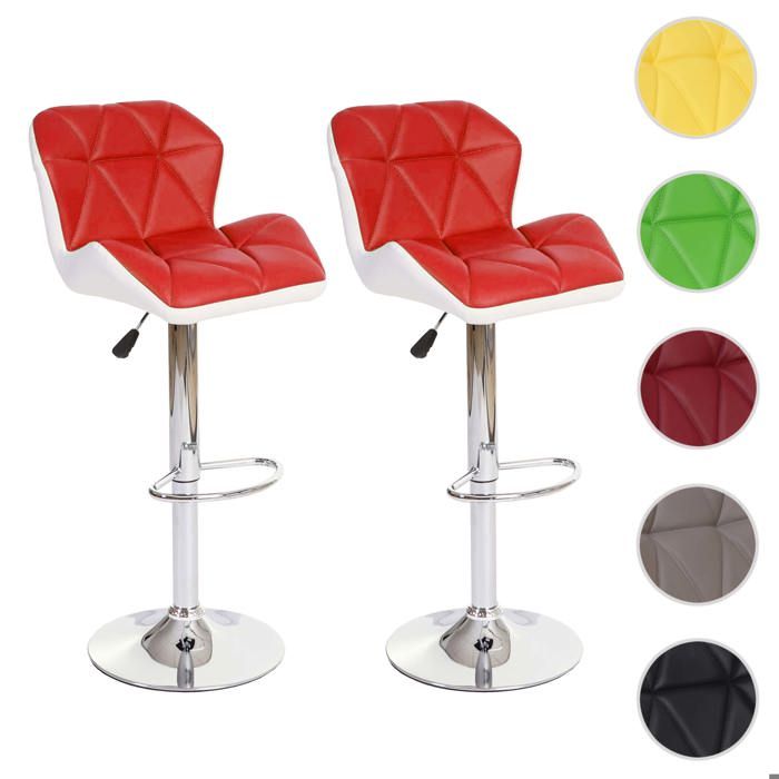 2x tabouret de bar Hamilton chaise de comptoir bois similicuir rotatif ~ rouge 2x tabouret de bar Hamilton chaise de comptoir bois similicuir rotatif ~ rouge