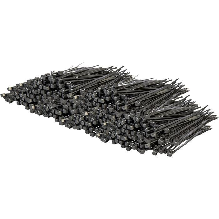 Lot de 100 Serre-câbles, Noir, 150 mm x 3,6 mm, Qualité Supérieure