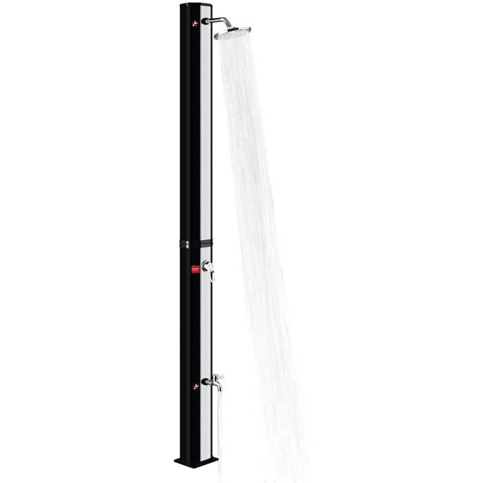 Douche solaire 60 L avec couvercle de protection et pommeau de douche pour jardin, piscine, camping, noire | Leroy Merlin