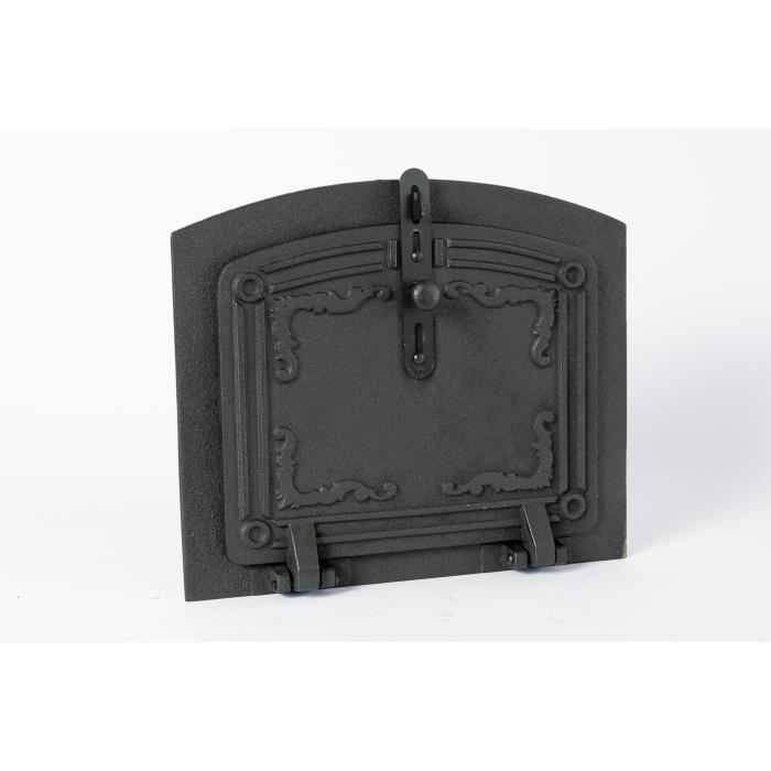 SEZAM Porte de four en fonte - avec loquet de porte, semi-circulaire, porte de four à pizza - porte de four à pain - 31,5 x 37 cm