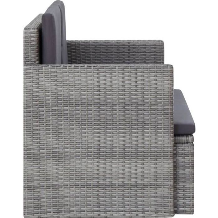 Chic - Canapé de jardin à 2 places - Sofa Divan Banquette de jardin Canapé Confortable avec coussins Gris Résine tressée @432811