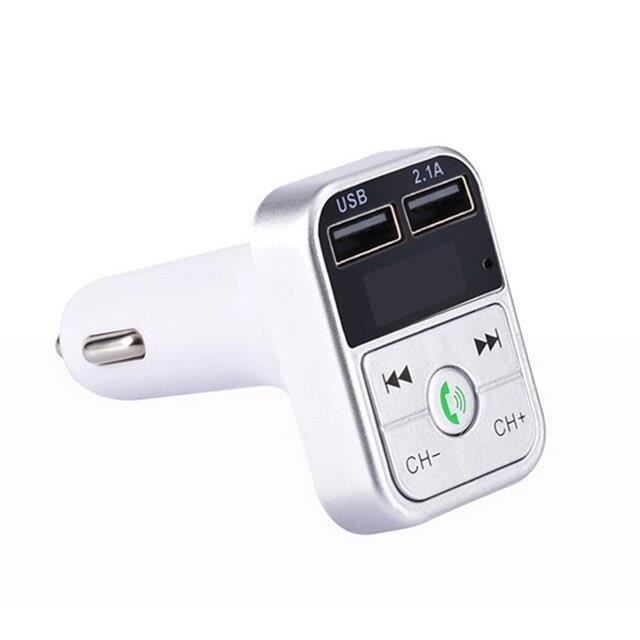 Chargeur Auto USB – Bluetooth – Kit Mains Libres – MP3 – Radio FM – Blanc/Or