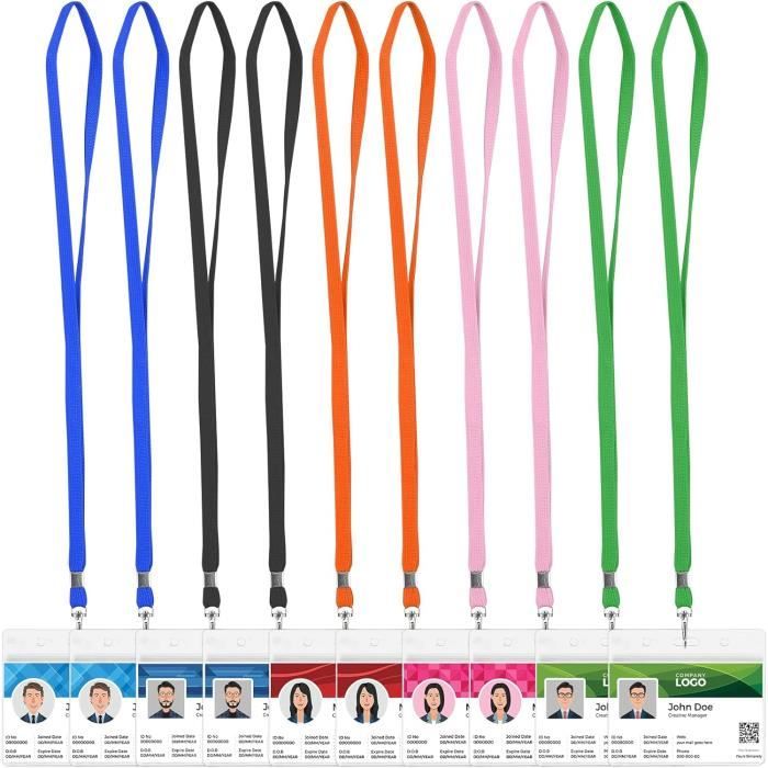 10 Sets Porte-badge Avec Cordon Cou - Transparent, étanche, Crochet Pivotant, Pour Bureau/école