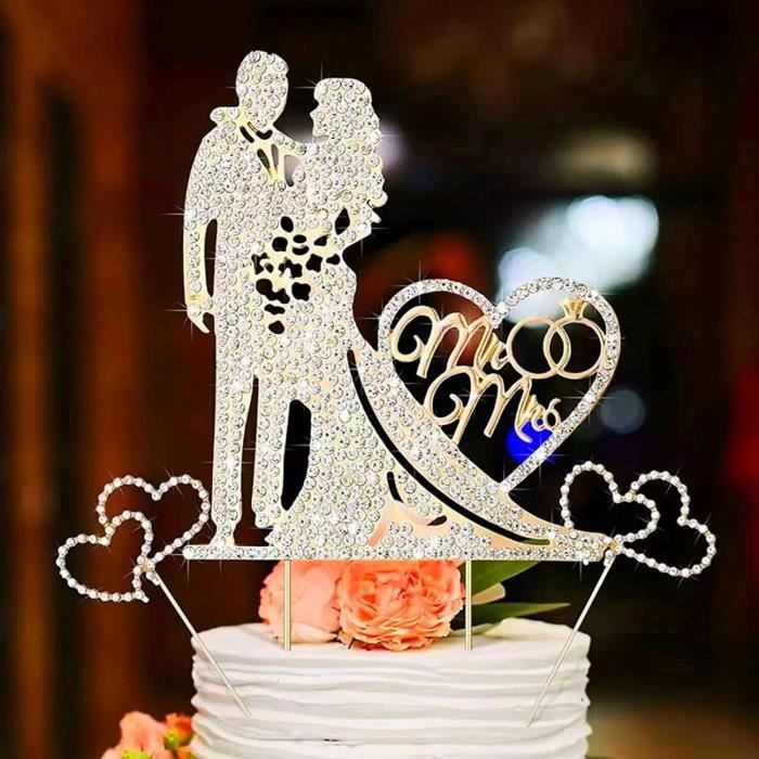 Décoration Pour Gâteau "Happy Anniversary" En Acrylique Doré - 15,2 X 10,2 Cm - Pour Anniversaire De Mariage, Fête