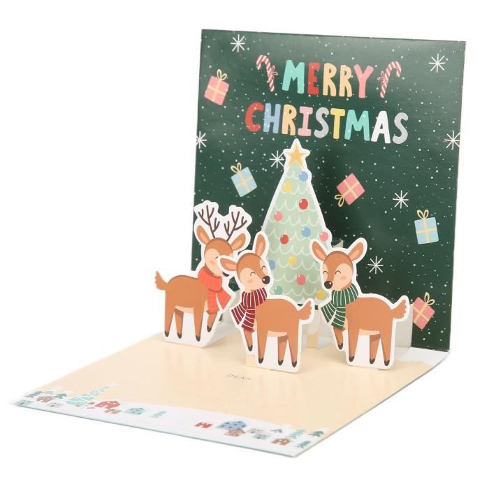 Carte De Noël Pop-up 3D Créative - Carte De Vœux Vacances - 15x15cm - Multicolore