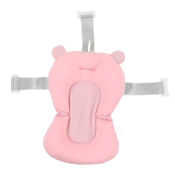 Siège De Baignoire Pour Bébé – Coussin De Bain Nouveau-né 0-18 Mois – Avec Ceinture De Sécurité – Pliable – Respirant – Rose (43x28 Cm)