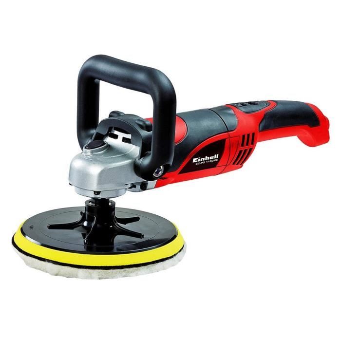 Einhell CC PO 11002E Polisseuse et ponceuse auto 230 V puissance oscillations par min. 1000 3500 diam. plateau 18 cm bonnet coton bonnet synthétique et 3 feuilles abrasives - vue 3