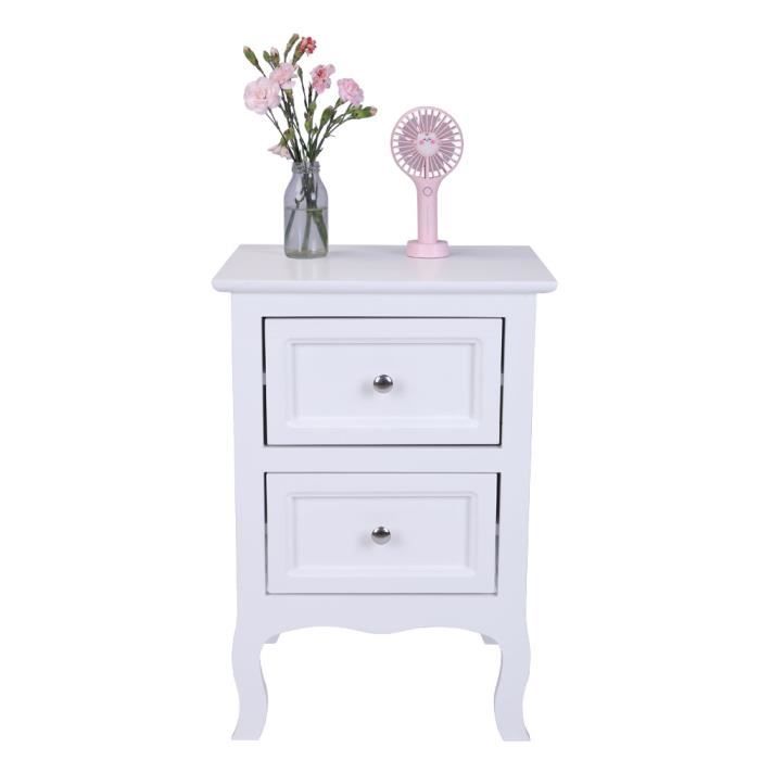 Console De Table Vintage Blanche Avec Miroir - Style Campagnard - 4 Tiroirs