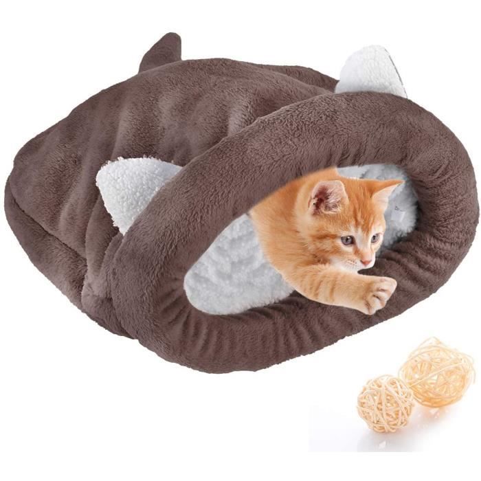 Meilleurs prix pour Lit Sac En Coton De Couchage Pour Chat,Sac de Couchage pour Chat Doux et Confortable,Corbeille pour Chat Niche Dôme Igloo 65 * 55cm
