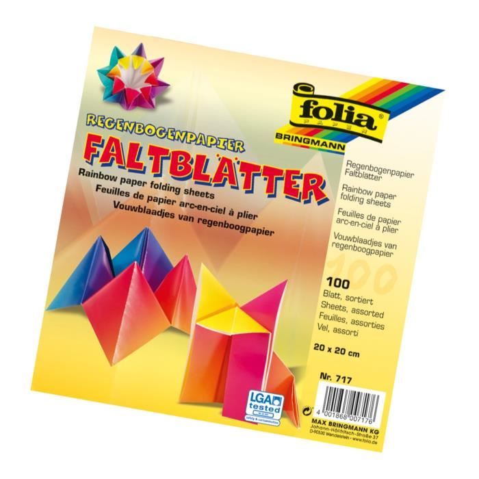 Folia de dépliants Arc-en-Ciel 110 g/m², 100 Feuilles Couleurs Assorties - 717