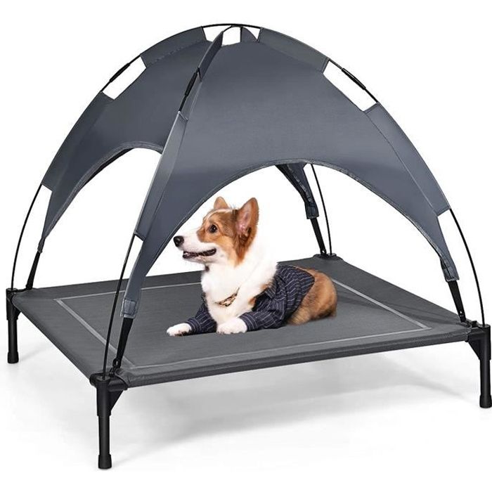 Meilleurs prix pour GOPLUS Lit Surélevé pour Chien avec Auvent Amovible,Lit de Camp pour Animaux de Compagnie,Portable pour Intérieur ou Extérieur