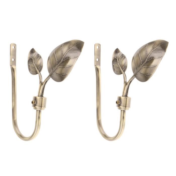 MagiDeal Lot De 2 Embrasses à Rideau Feuilles En U – Crochet Mural Rideau Bronze Vintage Élégant Décoration Maison