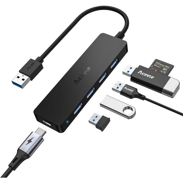 Usb Port Mac 5-Port USB 3.0 Ultra Fin Data Hub avec Port d'alimentation, 4 USB 3.0 ...