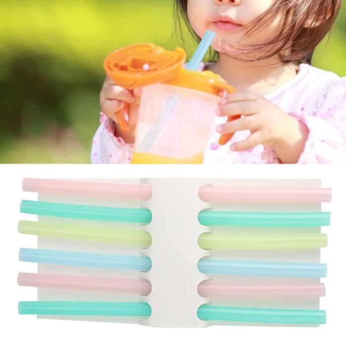 Pailles à boire en silicone réutilisables pour enfants, paille