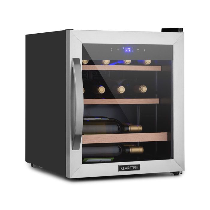 Cave à Vin de Vieillissement Klarstein - Porte en Verre - 12 Bouteilles - Protection UV - 4-18°C - Argent - Klarstein
