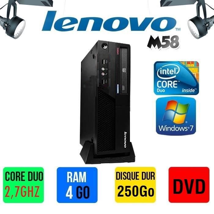 ORDINATEUR DE BUREAU LENOVO M58 CORE DUO 4GO RAM 250 GO DISQUE DUR WINDOWS 7 Reconditionné - Lenovo reconditionné disponible sur Cdiscount Seconde Vie
