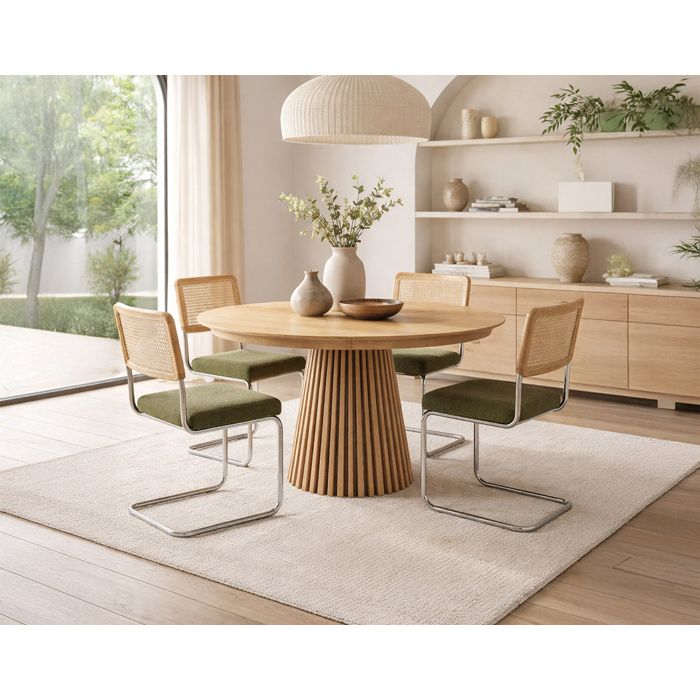 Freya - table à manger ronde extensible - effet bois - 4 à 8 personnes - Bois Freya - table à manger ronde extensible - effet bois - 4 à 8 personnes - Bois