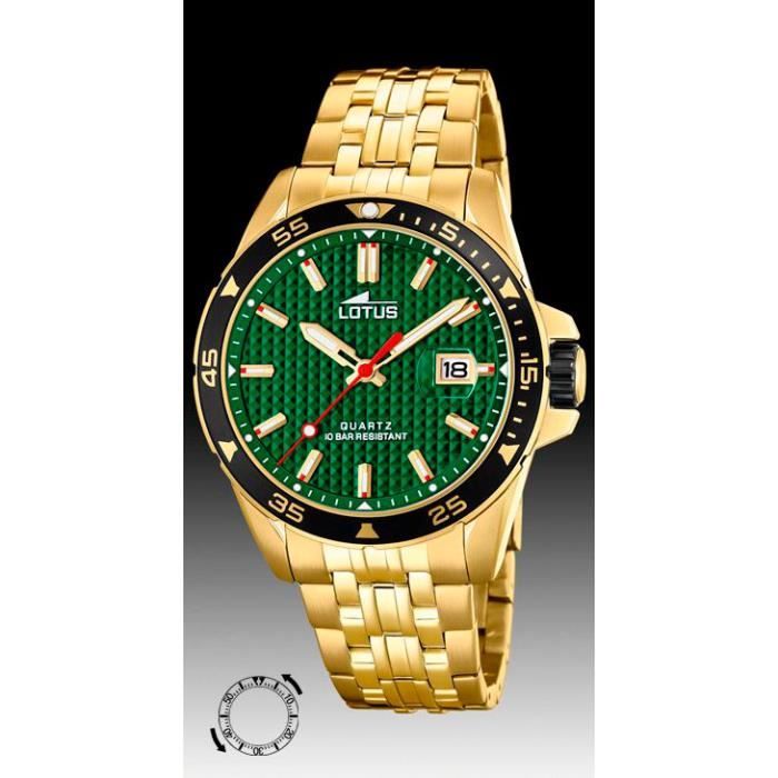 Montre Homme Lotus - 18654/2 -Dateur - Plaqué Or Cadran Vert , -  Achat/vente montre - Cdiscount