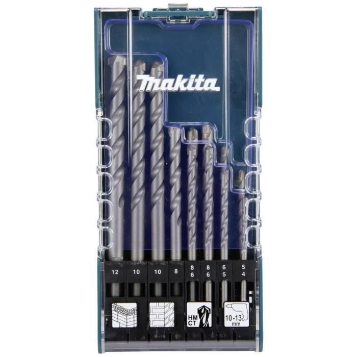 Jeu de forets spiralés pour pierre Makita D 77126 12 pièces 4 mm 5 mm 6 mm 8 mm 10 mm 12 mm
