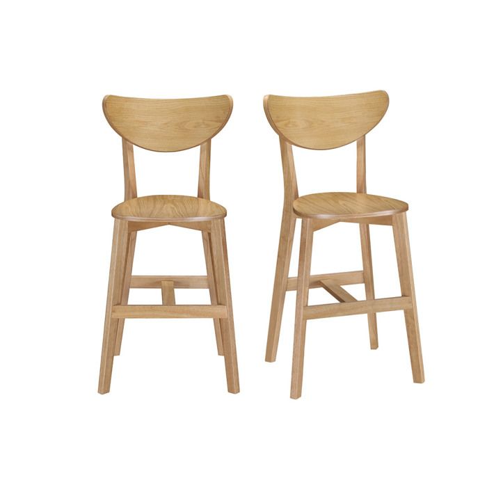 Miliboo - Tabourets de bar scandinaves finition chêne H65 cm (lot de 2) LEENA