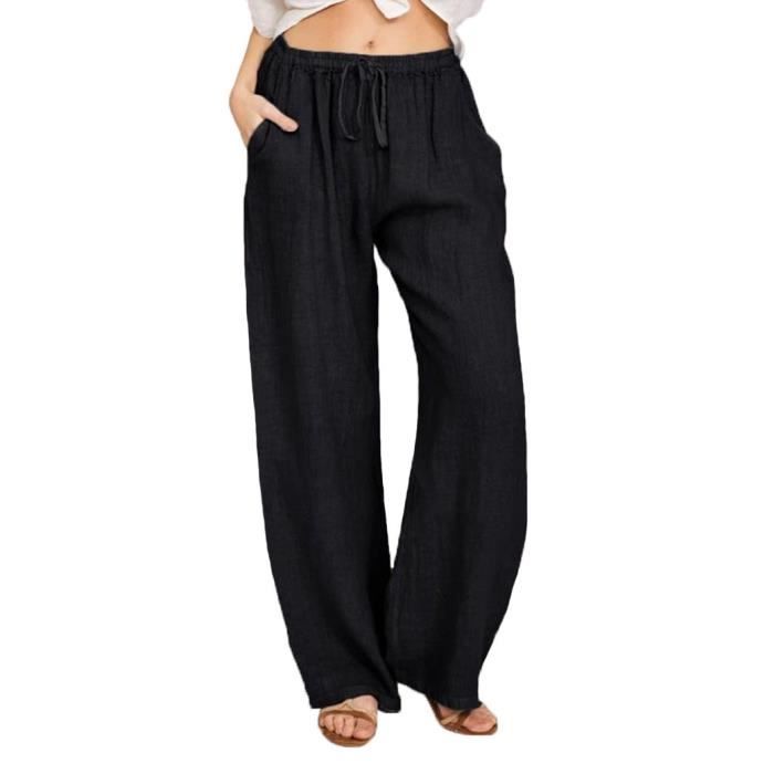 Pantalon Fluide Femme Décontracté Pantalon en Lin Femme été Large