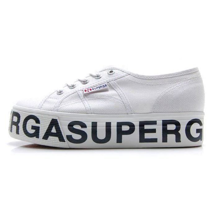 Superga Basket Superga - SUPERGA - 2790 COTW OUTSOLE LETTERING - Femme - Blanc - Tige en toile