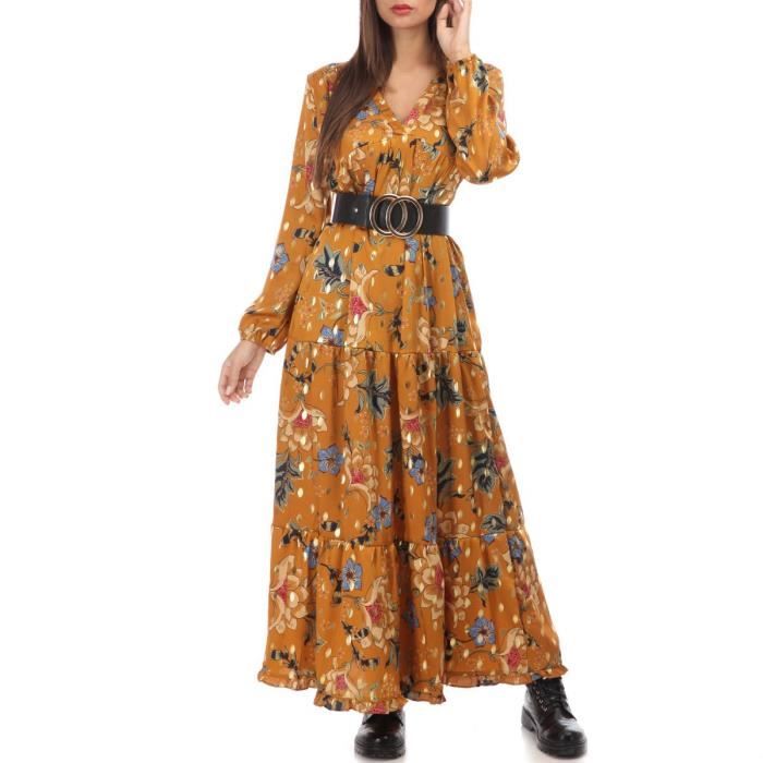 robe longue fluide jaune