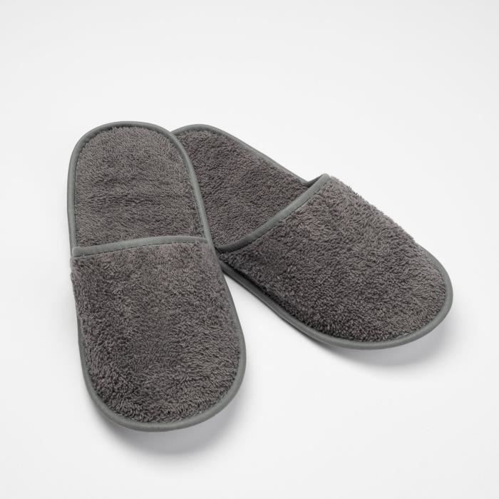 LINANDELLE - Chausson de bain en coton éponge imperméable mixte SPA - Gris foncé - Adulte Homme