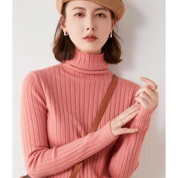 Rose pull à col roulé Rose - Cdiscount Prêt-à-Porter