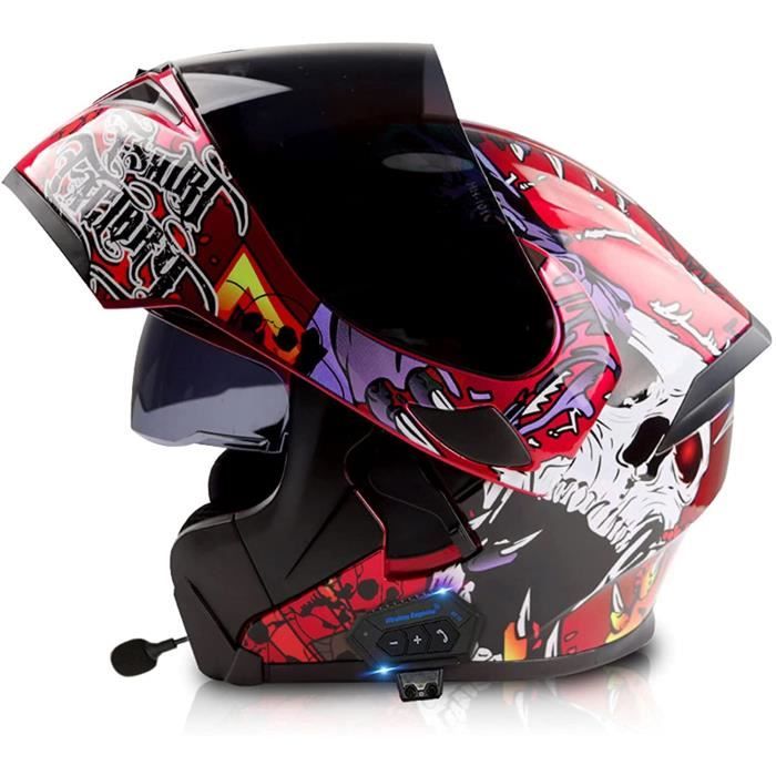 Casque Moto Modulable Bluetooth - Homologué ECE - Double Visière - Bluetooth 5.3 Intégré - Microphone - Taille M à XXL