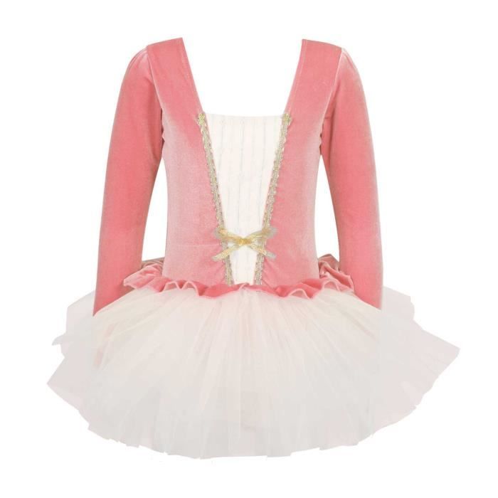 Robe De Danse Enfant Fille - Justaucorps Strass Tutu - Pour Gymnastique, Patinage - Tailles 6-14 Ans