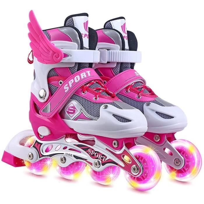 Patins à roulettes réglables à 4 roues pour enfants, débutants, jaune