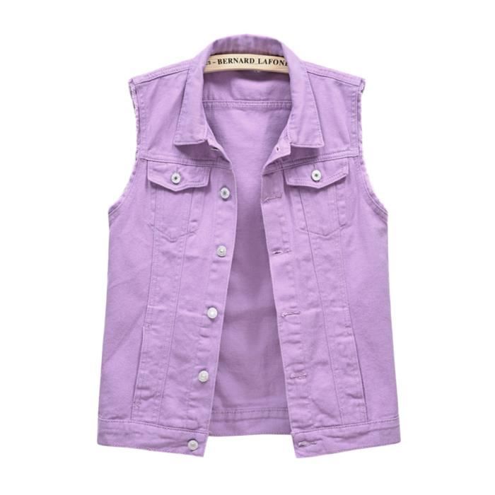 Veste en Jean Femme sans Manche Court Ample Jacket Retro Veste Decollete sans Manches Dames Casual Tops Mauve Violet Cdiscount Pret a Porter