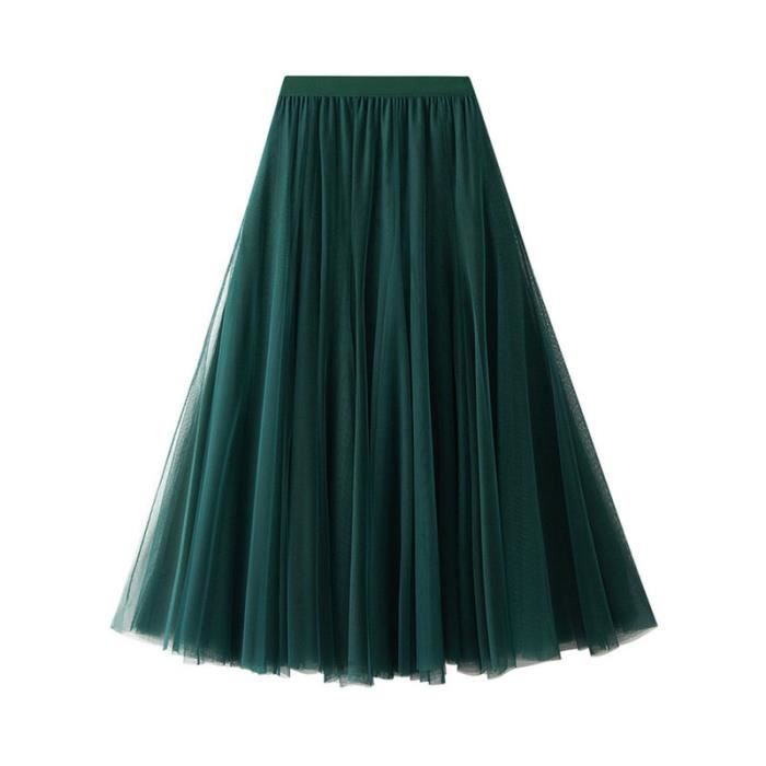 Allegra K Jupe Plissée Longue Femme – Taille Haute Élastique, Ceinturée, Style Maxi Fluide Business & Chic