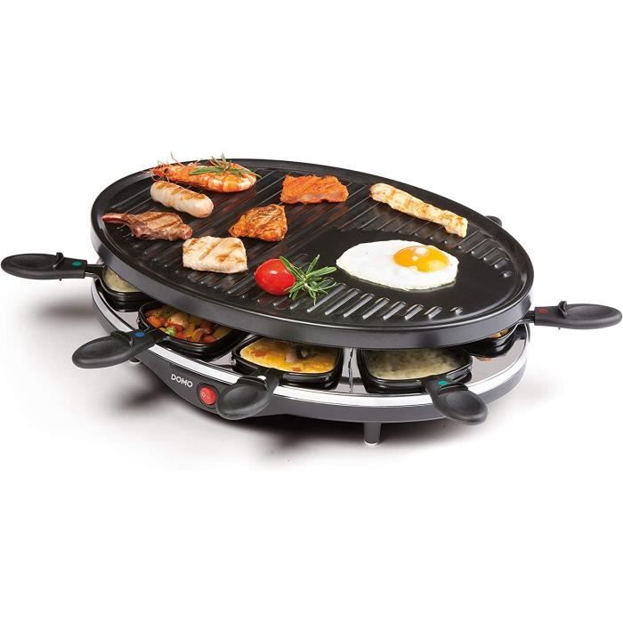 Domo DO-9038G Raclette Grill Appareil à raclette avec 8 poêlons