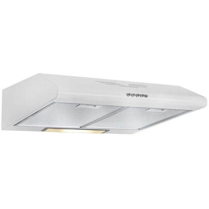 Hotte casquette 60cm 320m3/h blanche avec filtre charbon.