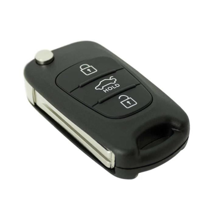 OcioDual Coque de Clé Pliable à 3 Boutons Noir Compatible avec KIA