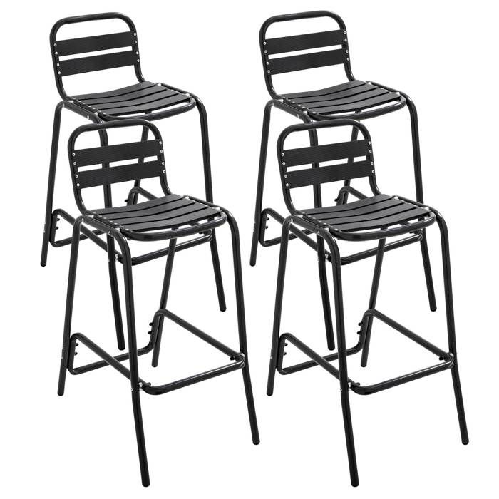 Lot de 4 chaises haute en aluminium noir Soho - Oviala