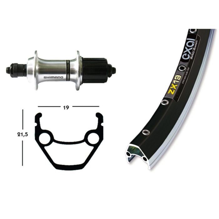 Roue arri re VTC 28P moyeu Shimano RM 40 Jante Rigida ZX 19