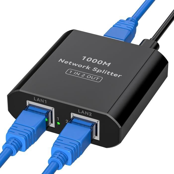 Gigabit Ethernet Splitter 2 Ports Hi-Speed 1000Mbps Lan Splitter ...