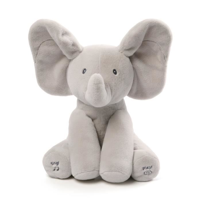 GUND Cache-cache Flappy lÉléphant - Peluche interactive - SPIN MASTER - Peluche 30 cm - 2 modes de jeu - A partir de 12 moi