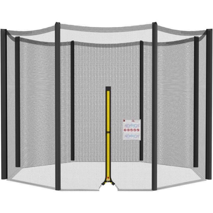 NONMON Filet De Sécurité Pour Trampoline – 244 à 427 Cm, Résistant UV, Fermeture Éclair, Compatible 6/8 Barres