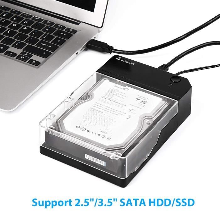 Station d'accueil Boîtier externe pour disque dur SATA 2.5 / 3.5,Docking  Station USB 3.0avec Alimentation Câble 12V 2A