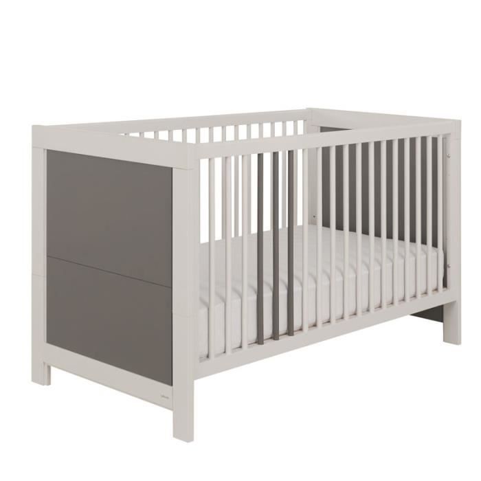 Lit A Barreaux Gris Clair Fonce Titou L 145 X L 75 X H 86 Achat Vente Structure De Lit Lit A Barreaux Gris Soldes Cdiscount
