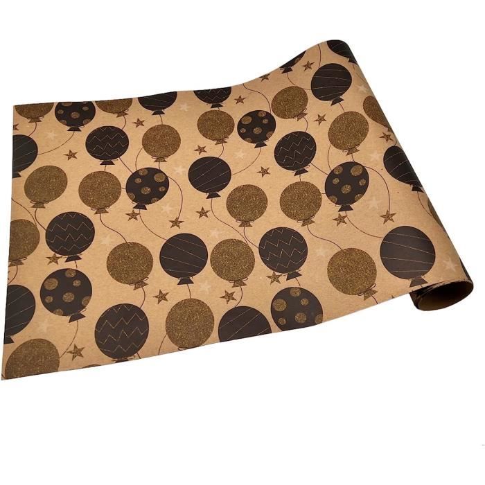 Papier Cadeau Kraft étoiles Bleues 43cm X 15m - Rouleau écologique Pour Noël, Anniversaire, Mariage
