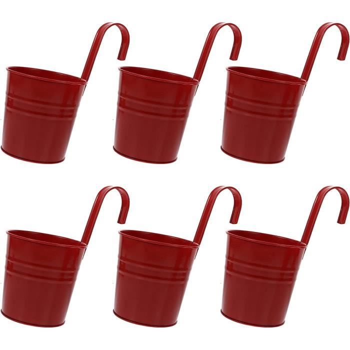 Lot De 6 Pots De Fleurs Suspendus Avec Crochets Métalliques Amovibles En Acier Galvanisé, Parfaits Pour La Décoration Moderne Et Les Pots De Fleurs, Pour Plantes En Plein Air, Balcon, Jardin