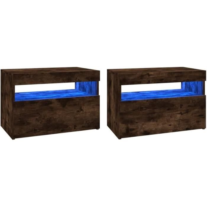 2X Meubles Tv Avec Lumières Led Armoires Basses Centres De