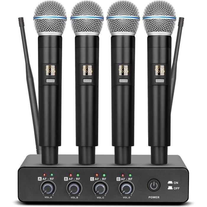 R4 Micro Sans Fil Karaoke Uhf Corps En Métal Professionnel 4 Canaux ...