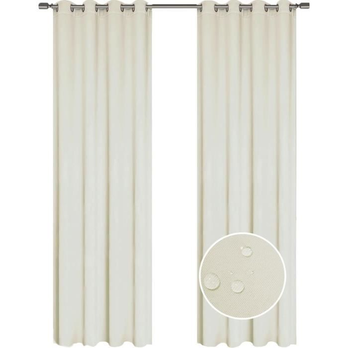 Lot 2 Rideaux Occultants 140x240 Cm Blanc - Thermique Isolant Anti-Bruit Extérieur