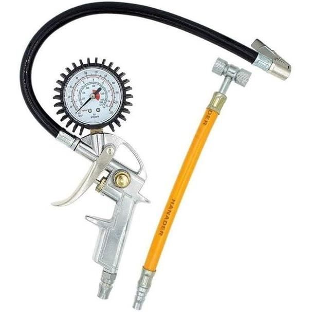 Manomètre Numérique De Pression Avec Gonfleur Auto-Bloquant – Pour Pneus Voiture, VTT, ATV – Tuyau Robuste